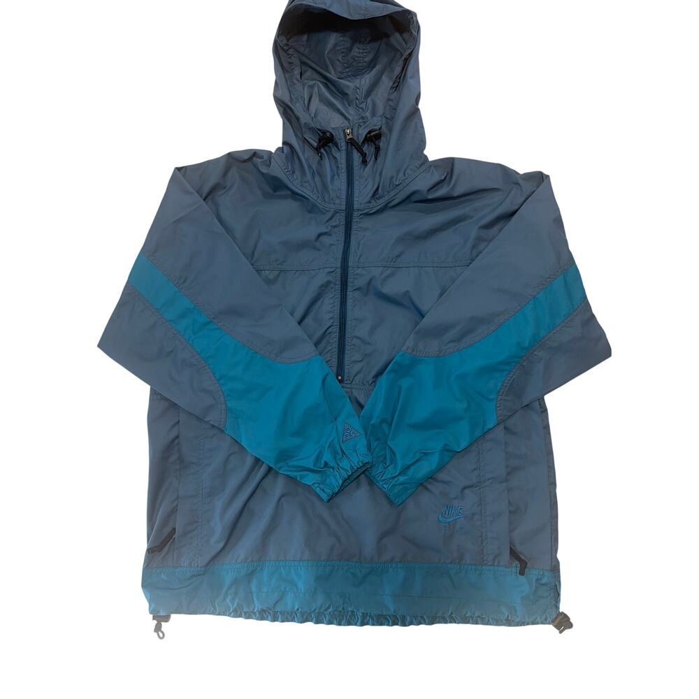 Vintage 1990s Men's Nike ACG half-zip anorak windbreaker blue teal Sz M